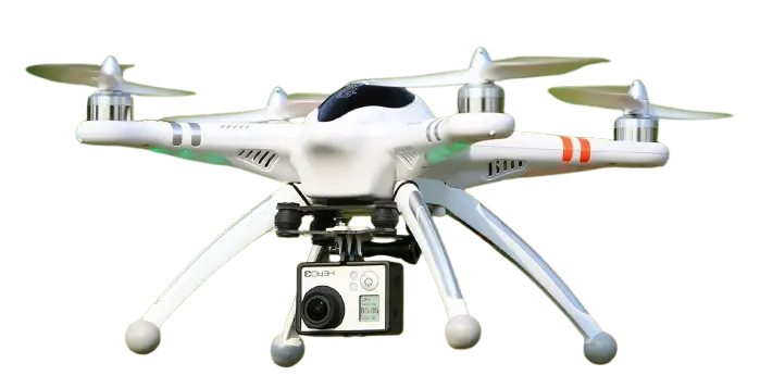 Ilustração de um drone sobrevoando a página